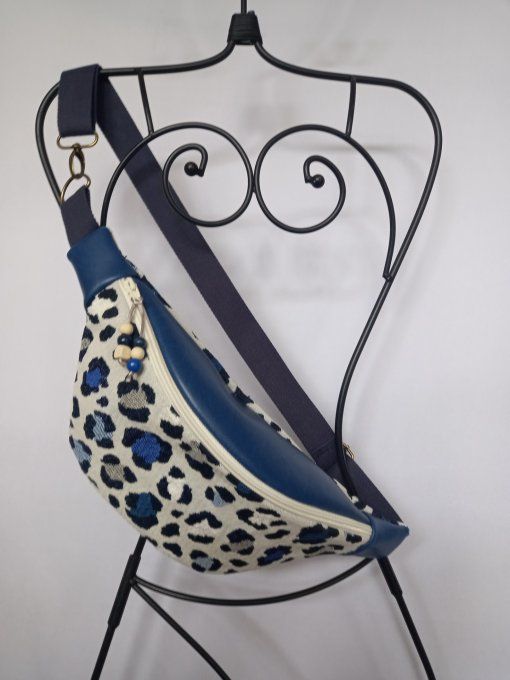 SAC BANANE LEOPARD BLEU ET SIMLI ASSORTI