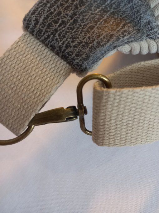 SAC BANANE VELOURS CÔTTELE BEIGE ET SIMILI GRIS CRAQUELE