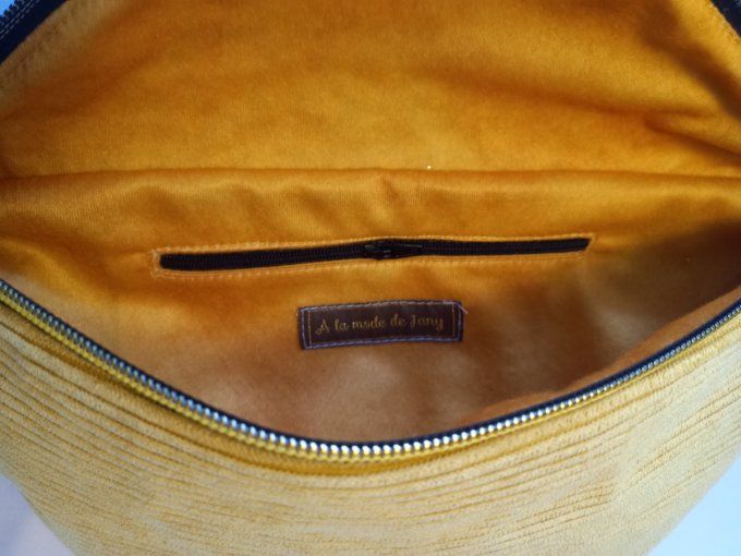 SAC BANANE LEOPARD ER VELOURS COTELE JAUNE
