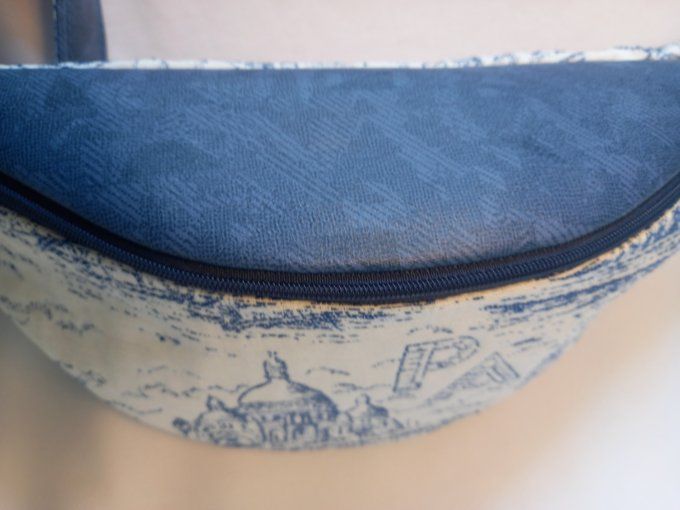 SAC BANANE EN TOILE DE JOUY BLEU THEME PARIS